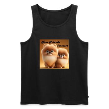 POMMERANIAN 2 BFF Hundewelpen niedlich klein süss - Männer Premium Bio Tank Top - Schwarz - Vorne - AI Model Male 178 light (178cm)