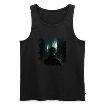 Guardians and saviors in the dystopian city - Men's Premium Organic Tank Top - black - Front - AI Model Male 178 light (178cm)