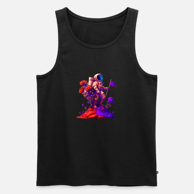 Romantisches Astronauten-T-Shirt oder Sweatshirt - Männer Premium Bio Tank Top - Schwarz