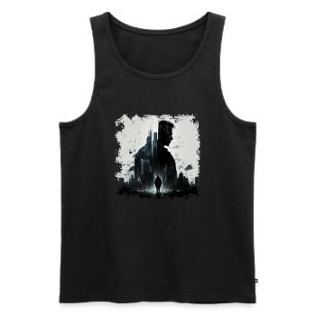 Geheimnisvoller Charakter als Wächter der Stadt - Männer Premium Bio Tank Top - Schwarz - Vorne - AI Model Male 178 light (178cm)