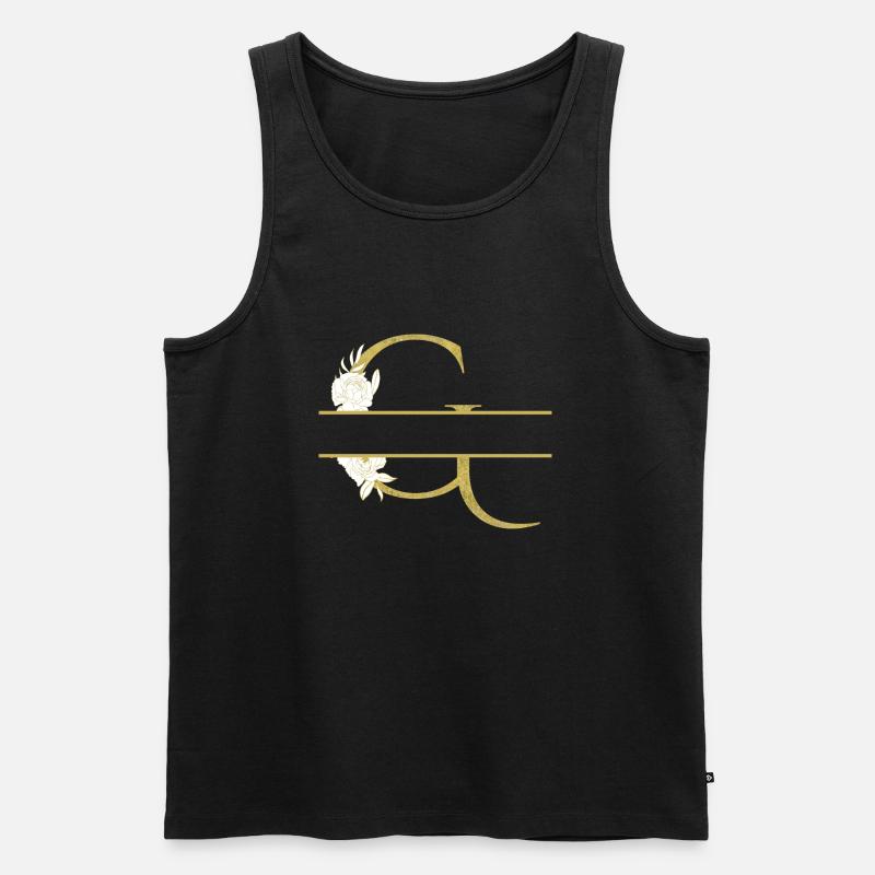 Personalisierter Blumengoldbuchstabe G - Männer Premium Bio Tank Top - Schwarz