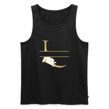 Personalized floral golden L letter - Men's Premium Organic Tank Top - black - Front - AI Model Male 178 light (178cm)