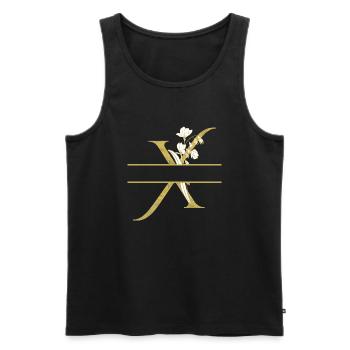 Personalisierter Blumengold-x-Buchstabe - Männer Premium Bio Tank Top - Schwarz - Vorne - Michal (187cm)