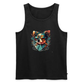 Hipster tendance chien visage de petit chien - Débardeur bio Premium Homme - noir - Devant - AI Model Male 178 light (178cm)