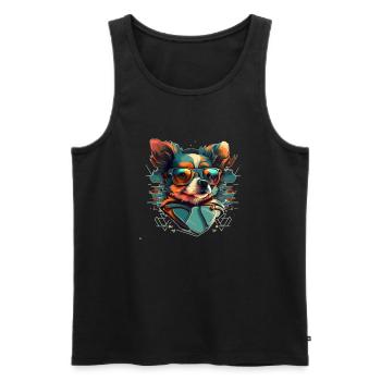 Chihuahua hipsters with sunglasses in trend - Men's Premium Organic Tank Top - black - Front - AI Model Male 178 light (178cm)