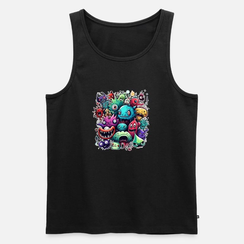 Doodle Stil - Männer Premium Bio Tank Top - Schwarz