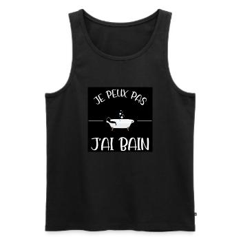 Je peux pas, j'ai bain. - Débardeur bio Premium Homme - noir - Devant - AI Model Male 178 light (178cm)