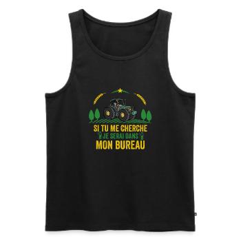 Cadeau Agriculteur Je serai Dans Mon Bureau - Débardeur bio Premium Homme - noir - Devant - Michal (187cm)