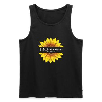 Christian Sunflower design I am Unshakeable Psalm - Men's Premium Organic Tank Top - black - Front - AI Model Male 178 light (178cm)