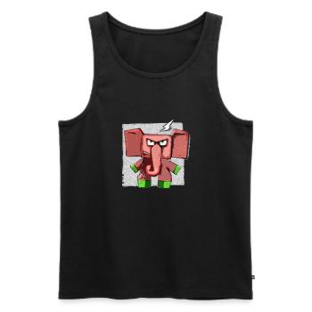 Blax l éléphant grognon - Débardeur bio Premium Homme - noir - Devant - Michal (187cm)