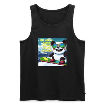Panda auf Snowboard Variante 1 Text - Männer Premium Bio Tank Top - Schwarz - Vorne - AI Model Male 178 light (178cm)