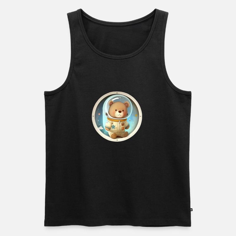 Teddy Bär Astronaut - Männer Premium Bio Tank Top - Schwarz
