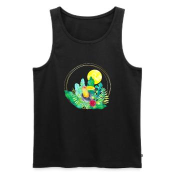 L’été avec le toucan - Débardeur bio Premium Homme - noir - Devant - Michal (187cm)