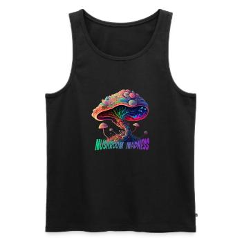 Mushroom Madness - Men's Premium Organic Tank Top - black - Front - AI Model Male 178 light (178cm)