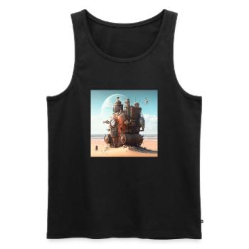 Time Machine Gift - Men's Premium Organic Tank Top - black - Front - AI Model Male 178 light (178cm)