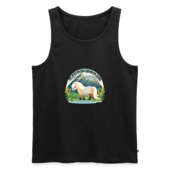 Norwegisches Fjordpferd auf Gras-Pferde - Männer Premium Bio Tank Top - Schwarz - Vorne - AI Model Male 178 light (178cm)