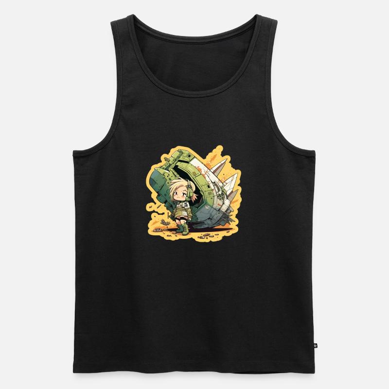 Süßes Mädchen, Pilot und Raumschiff - Männer Premium Bio Tank Top - Schwarz