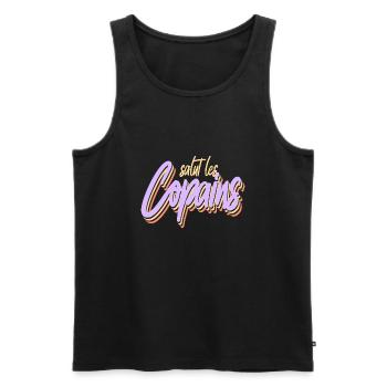 Hi Buddies - Men's Premium Organic Tank Top - black - Front - AI Model Male 178 light (178cm)