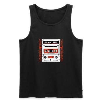 Play Me MBP tape - Débardeur bio Premium Homme - noir - Devant - AI Model Male 178 light (178cm)