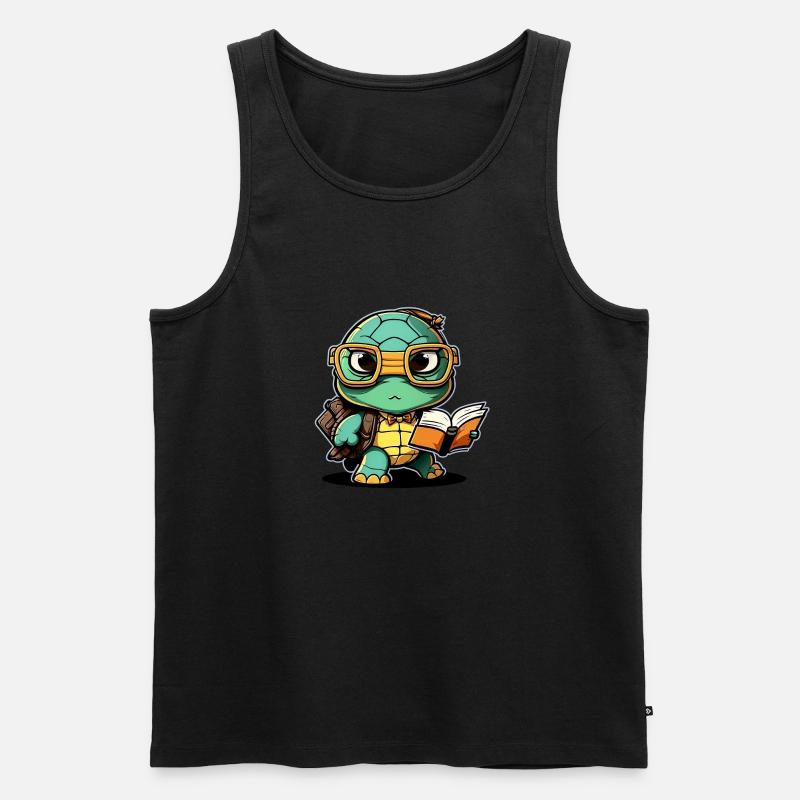 Cooler Superheld Schildkröten Schulanfänger - Männer Premium Bio Tank Top - Schwarz