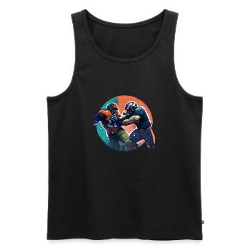 American Football - Spieler - Logo - Touchdown - Männer Premium Bio Tank Top - Schwarz - Vorne - AI Model Male 178 light (178cm)