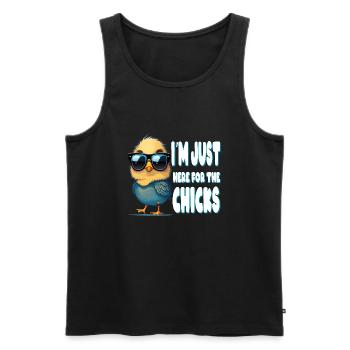 Ich bin nur hier für die Küken süßes Osterdesign - Männer Premium Bio Tank Top - Schwarz - Vorne - AI Model Male 178 light (178cm)