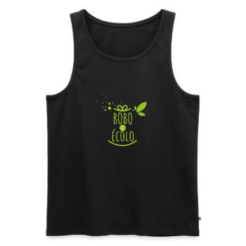 Bobo et écolo ! Humour écologie, plante, nature - Débardeur bio Premium Homme - noir - Devant - Michal (187cm)