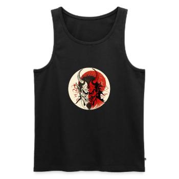 Démon japonais Oni, Hannya - dessin de style ukiyo-e - Débardeur bio Premium Homme - noir - Devant - Michal (187cm)