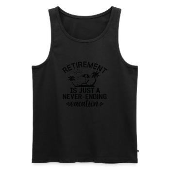 La retraite n’est qu’un congé sans fin - Débardeur bio Premium Homme - noir - Devant - AI Model Male 178 light (178cm)
