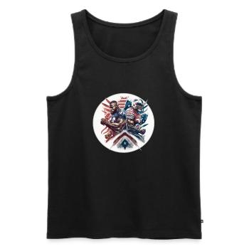 American Football - Spieler - Logo - Touchdown - Männer Premium Bio Tank Top - Schwarz - Vorne - AI Model Male 178 light (178cm)