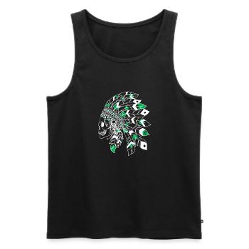 Totenkopf mit weißem und grünem indischen Kopfschmuck - Männer Premium Bio Tank Top - Schwarz - Vorne - AI Model Male 178 light (178cm)
