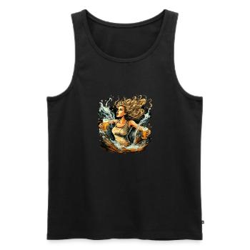 Pinup Girl im Bier Sturm - Männer Premium Bio Tank Top - Schwarz - Vorne - AI Model Male 178 light (178cm)