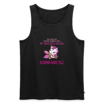 Ich wollte schon immer was mit Menschen machen - Männer Premium Bio Tank Top - Schwarz - Vorne - Michal (187cm)