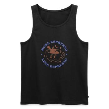 More Espresso Less Depresso - Men's Premium Organic Tank Top - black - Front - AI Model Male 178 light (178cm)
