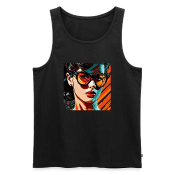 Vectorized Woman - Men's Premium Organic Tank Top - black - Front - AI Model Male 178 light (178cm)