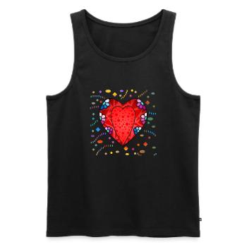 Herz - Männer Premium Bio Tank Top - Schwarz - Vorne - AI Model Male 178 light (178cm)