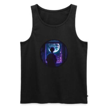 Moon Boy - Men's Premium Organic Tank Top - black - Front - Michal (187cm)