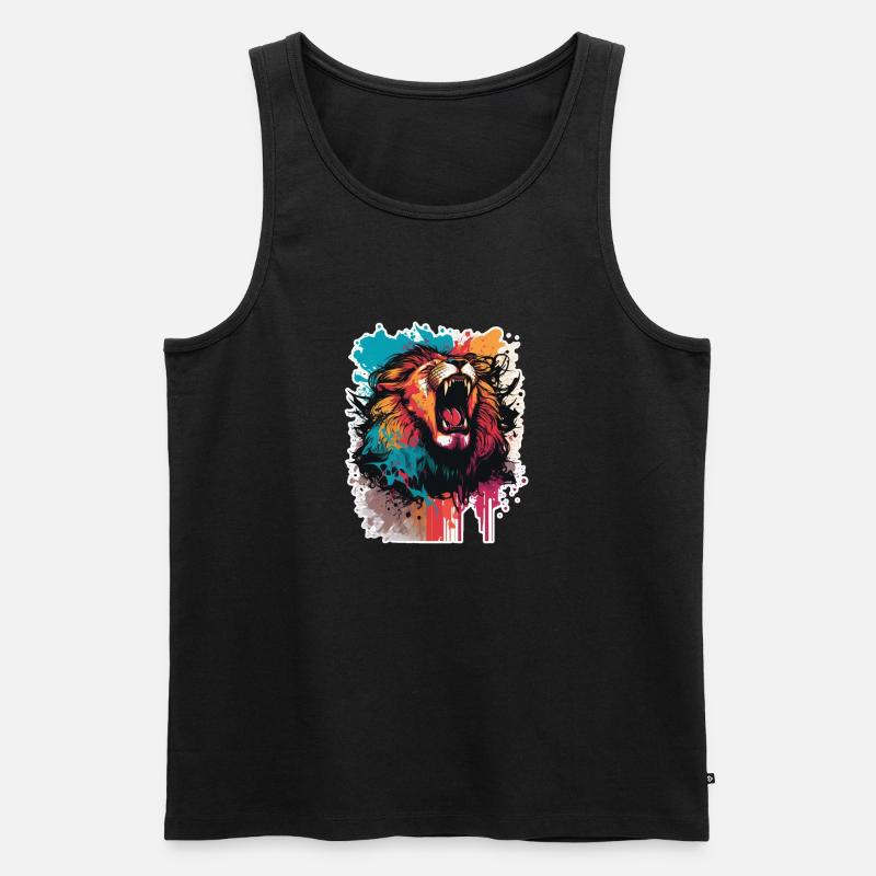 Löwe - Männer Premium Bio Tank Top - Schwarz