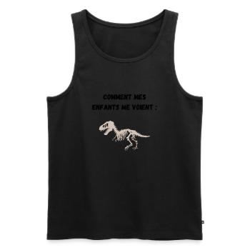 Cadeau drôle pour les parents | Dinosaure - Débardeur bio Premium Homme - noir - Devant - Michal (187cm)