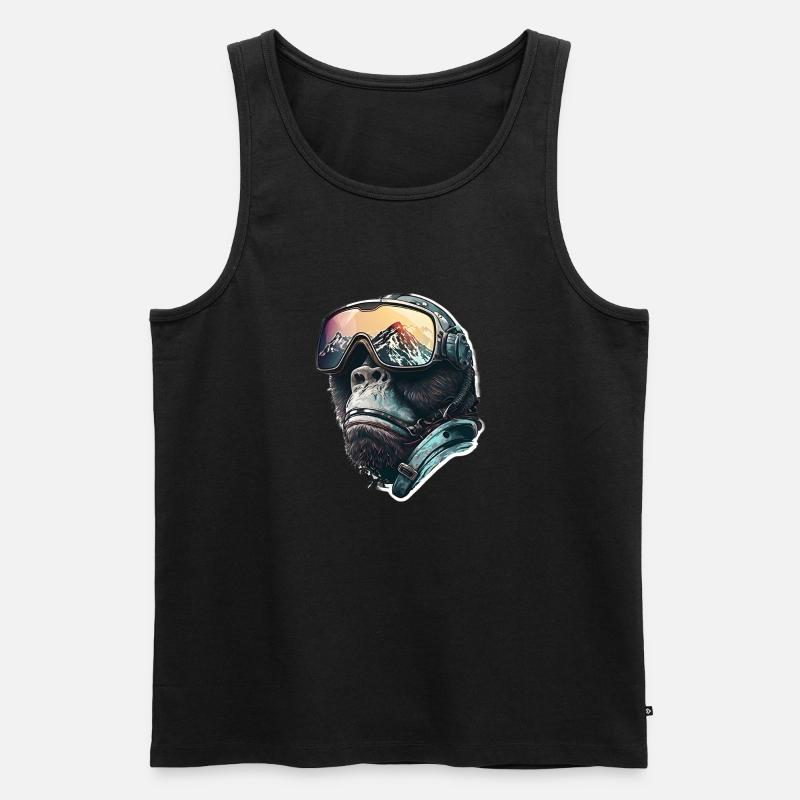 Cooler Gorilla-Skifahrer - Männer Premium Bio Tank Top - Schwarz