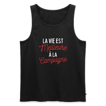 T-shirt Humour Campagne - Débardeur bio Premium Homme - noir - Devant - Michal (187cm)