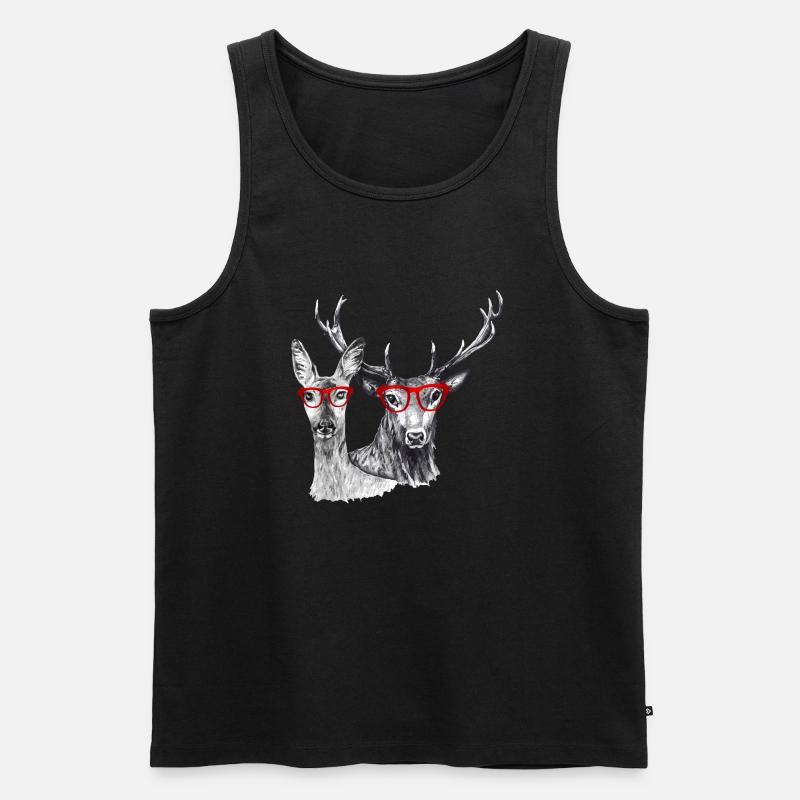 Hirsche und Rehe - Männer Premium Bio Tank Top - Schwarz