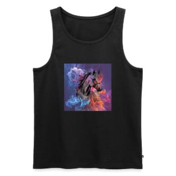 T-shirts hommes et femmes. Beau cheval noir - Débardeur bio Premium Homme - noir - Devant - AI Model Male 178 light (178cm)