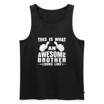 This is what an awesome Brother looks like - Männer Premium Bio Tank Top - Schwarz - Vorne - AI Model Male 178 light (178cm)