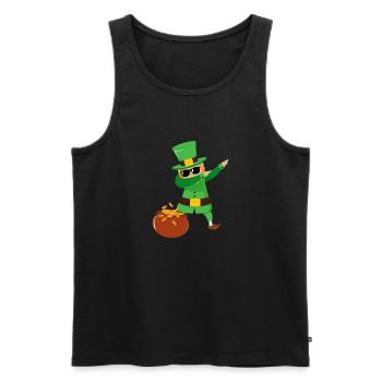 Dabbing Leprechaun Kids Happy St. Patrick's Day - Men's Premium Organic Tank Top - black - Front - AI Model Male 178 light (178cm)