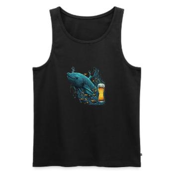 Poisson monstre des profondeurs avec de la bière - Débardeur bio Premium Homme - noir - Devant - AI Model Male 178 light (178cm)