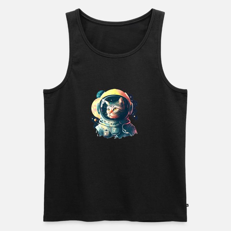 Cat inSpace - Männer Premium Bio Tank Top - Schwarz