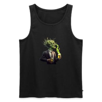 Tête de houblon fraîche avec bière artisanale Suit - Débardeur bio Premium Homme - noir - Devant - Michal (187cm)