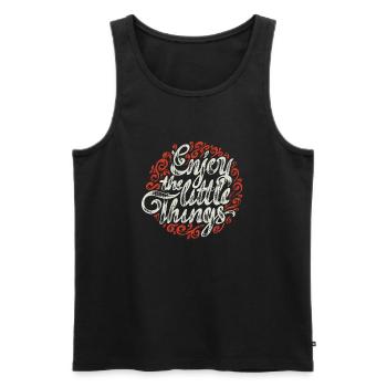 Black Yellow Simple Typography T Shirt. - Men's Premium Organic Tank Top - black - Front - AI Model Male 178 light (178cm)