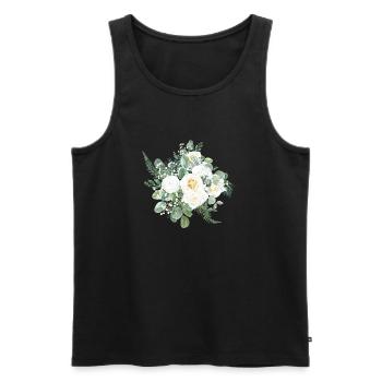 White watercolor flowers - Men's Premium Organic Tank Top - black - Front - Michal (187cm)